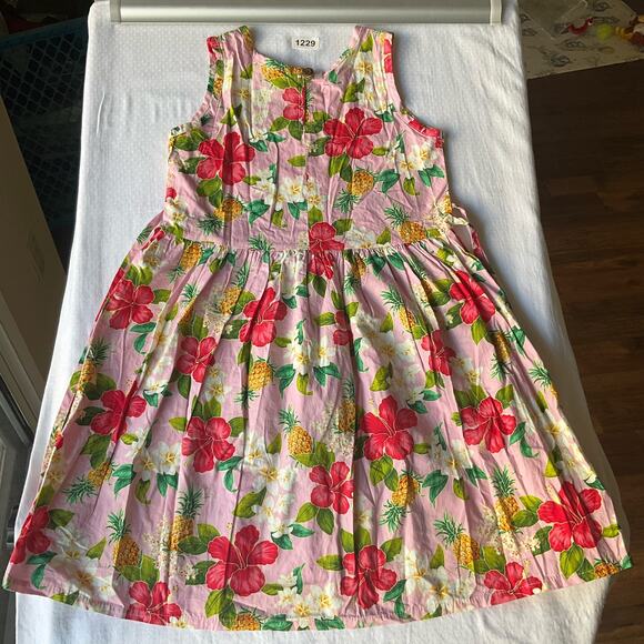The Hawaiian Original Girls Sleeveless Knee-length Floral Dress size L,PinkGreen - Picture 9 of 9